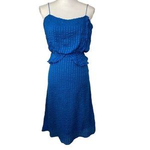 Deborah Sweeney ladies dress 100% silk blue with polka dots sleeveless size 2